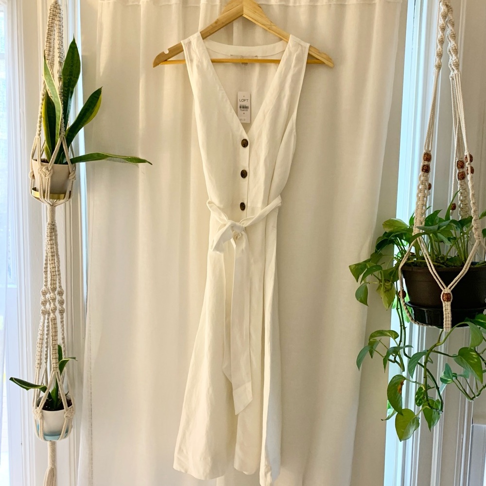 Button down linen shirt dress